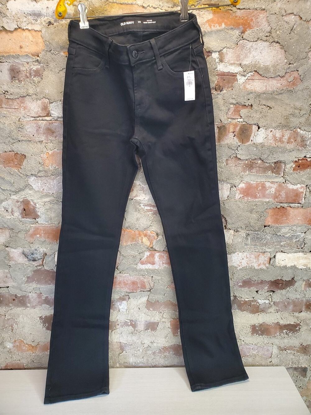 Old Navy Womens Boot Cut Jeans Size 00 Regular Black NWT Denim Pants Classic